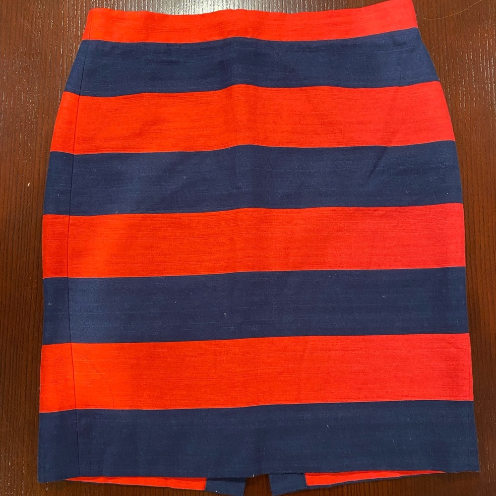 J Crew Rugby stripe pencil skirt, size 8